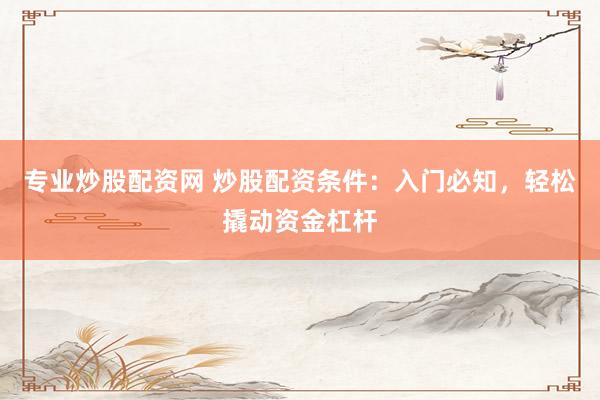 专业炒股配资网 炒股配资条件：入门必知，轻松撬动资金杠杆