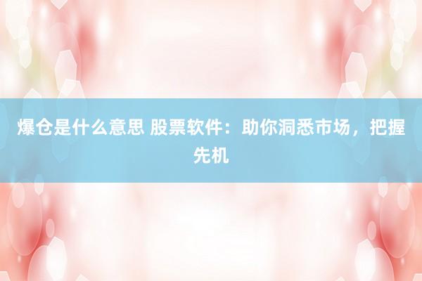 爆仓是什么意思 股票软件：助你洞悉市场，把握先机