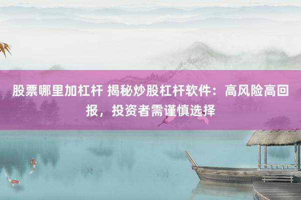 股票哪里加杠杆 揭秘炒股杠杆软件：高风险高回报，投资者需谨慎选择
