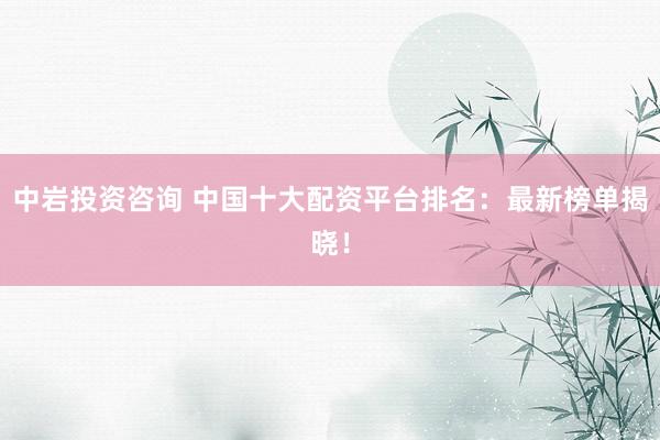 中岩投资咨询 中国十大配资平台排名：最新榜单揭晓！
